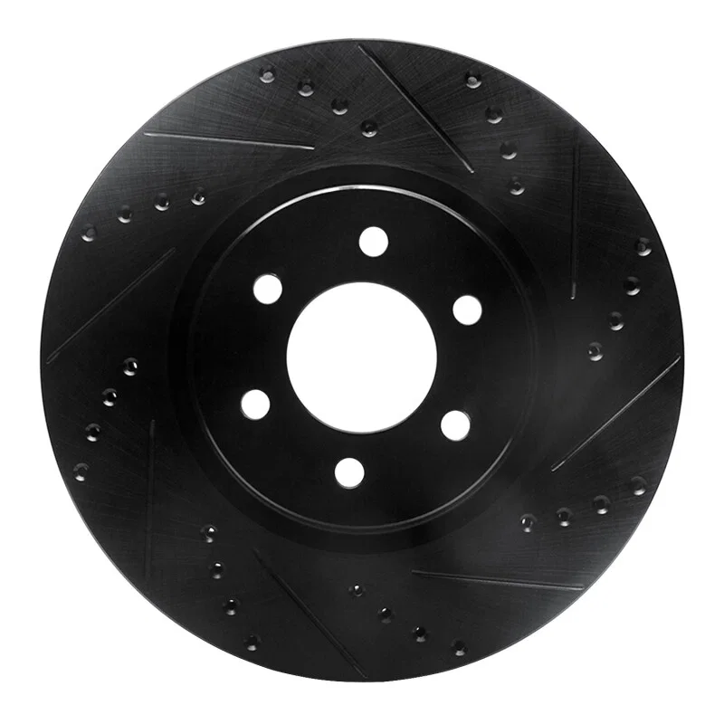 R1 Concepts 633-40013R, R1 92-02 Dodge Viper Front Right Drilled & Slotted Black Brake Rotor