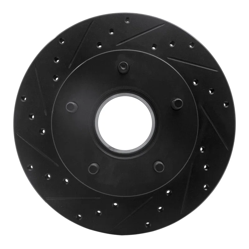 R1 Concepts 633-54113L, R1 86-88 Ford Bronco Front Left Drilled & Slotted Black Brake Rotor