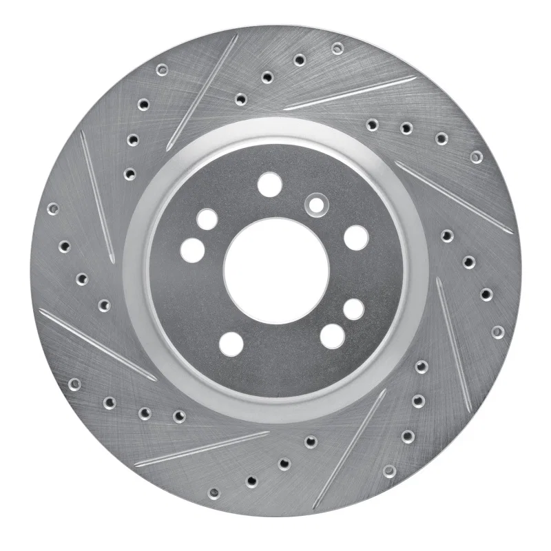R1 Concepts 631-63128L, R1 06-12 Mercedes-Benz ML350 Front Left Drilled & Slotted Silver Brake Rotor