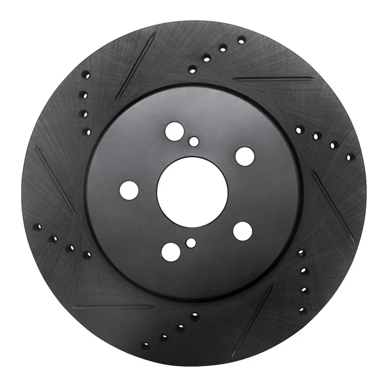 R1 Concepts 633-76155L, R1 19-25 Toyota Corolla (US/Canada) Front Left Drilled & Slotted Black Brake Rotor
