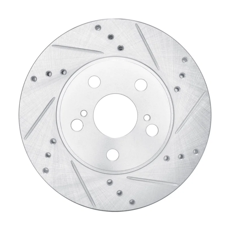 R1 Concepts 631-76087R, R1 10-17 Lexus CT200H Front Right Drilled & Slotted Silver Brake Rotor