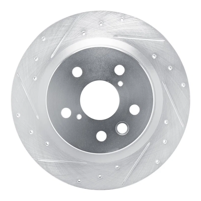 R1 Concepts 631-75056L, R1 2021-2025 Lexus IS300 Rear Left Drilled & Slotted Silver Brake Rotor