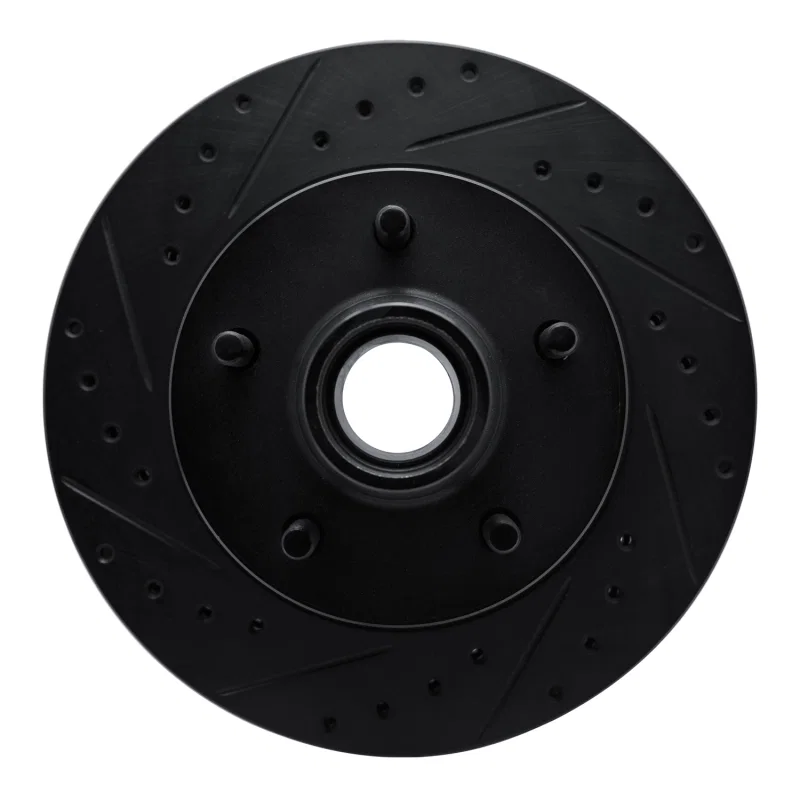 R1 Concepts 633-46006L, R1 90-90 Cadillac BROUGHAM Front Left Drilled & Slotted Black Brake Rotor