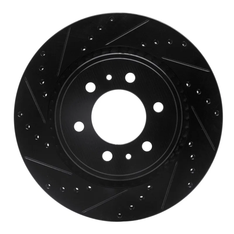 R1 Concepts 633-54204L, R1 07-21 Ford Expedition Front Left Drilled & Slotted Black Brake Rotor