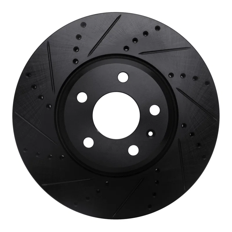 R1 Concepts 633-73086L, R1 08-25 Audi A4 (Mexico) Front Left Drilled & Slotted Black Brake Rotor