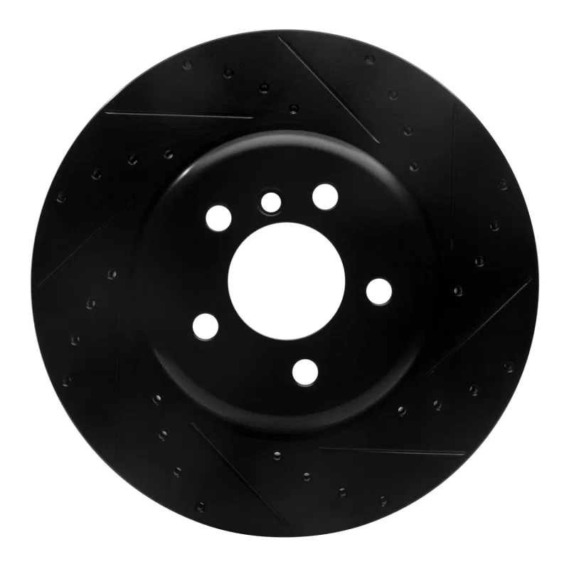 R1 Concepts 633-31097R, R1 11-19 BMW ActiveHybrid 5 Front Right Drilled & Slotted Black Brake Rotor