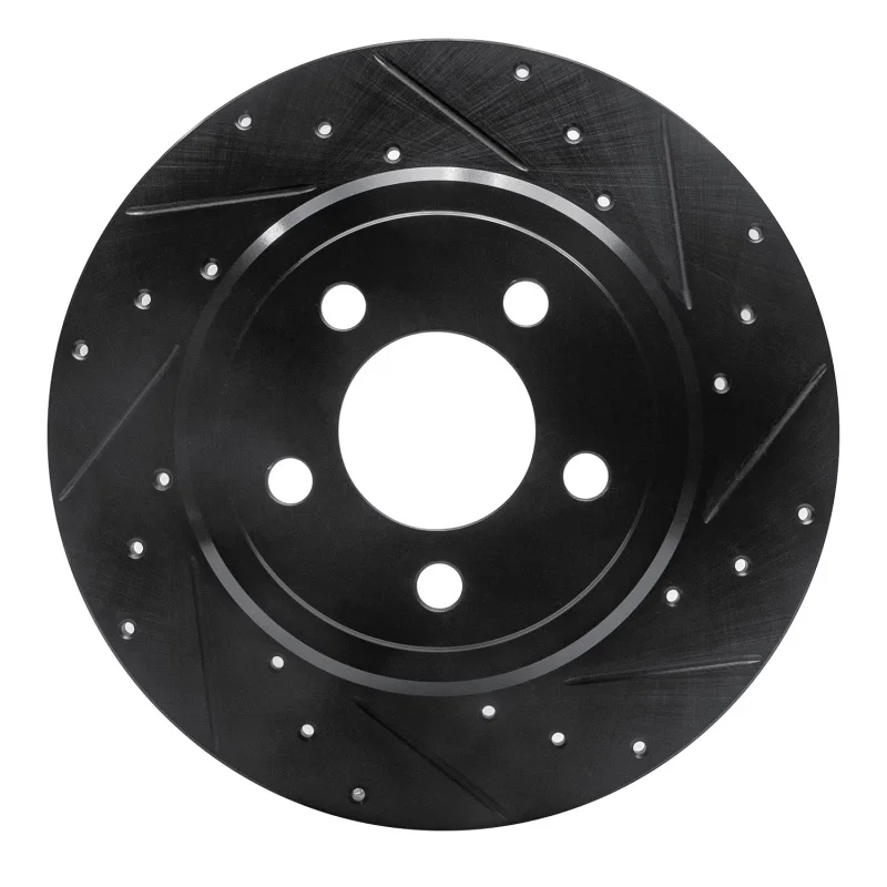 R1 Concepts 633-39016R, R1 05-23 Chrysler 300 Rear Right Drilled & Slotted Black Brake Rotor
