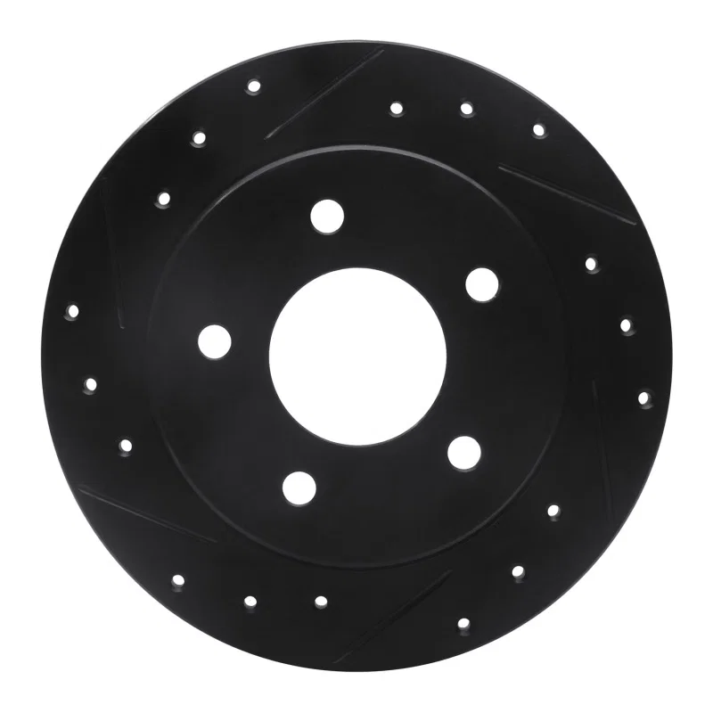 R1 Concepts 633-45005L, R1 88-94 Buick Regal Rear Left Drilled & Slotted Black Brake Rotor