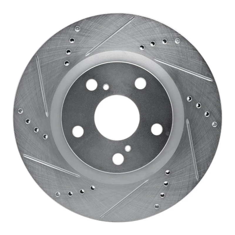 R1 Concepts 631-13048L, R1 19-24 Subaru Forester Front Left Drilled & Slotted Silver Brake Rotor