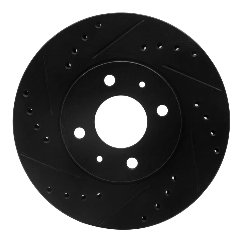 R1 Concepts 633-67041L, R1 91-94 Nissan Sentra Front Left Drilled & Slotted Black Brake Rotor