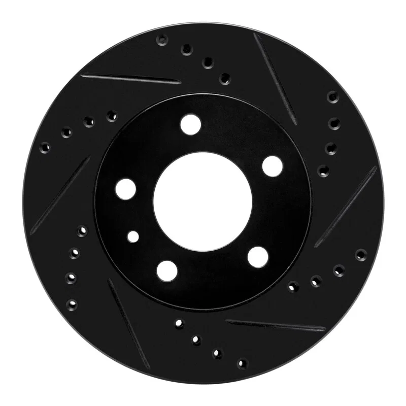 R1 Concepts 633-27012R, R1 82-90 Volvo 740 Front Right Drilled & Slotted Black Brake Rotor