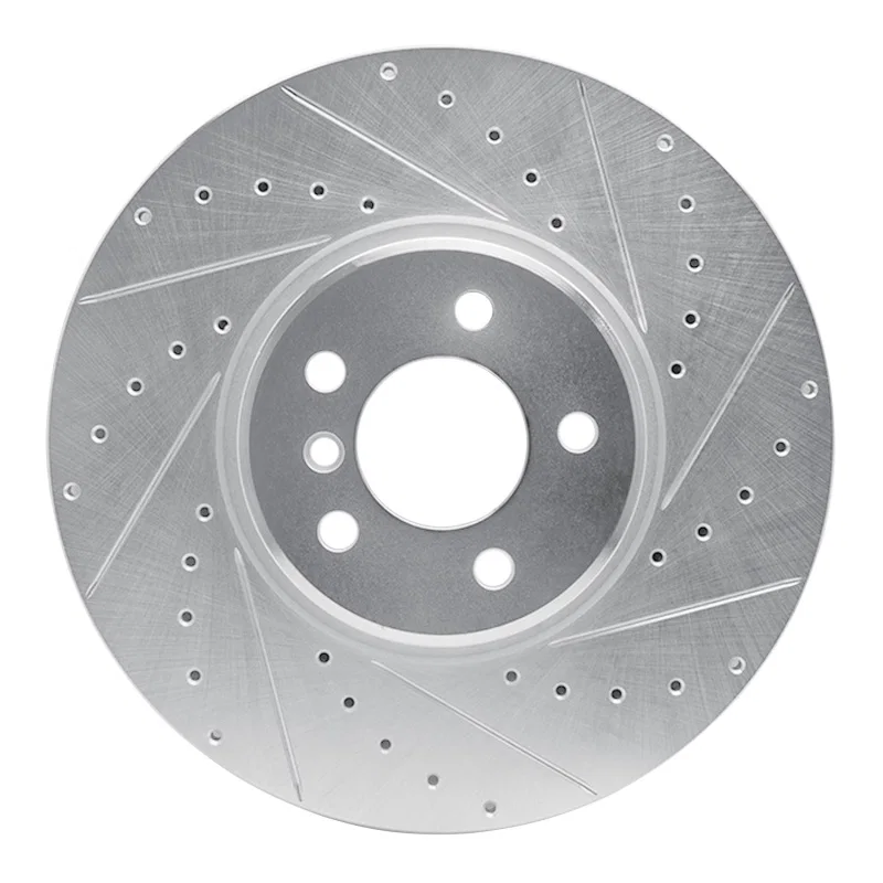 R1 Concepts 631-31145R, R1 08-19 BMW X5 Front Right Drilled & Slotted Silver Brake Rotor