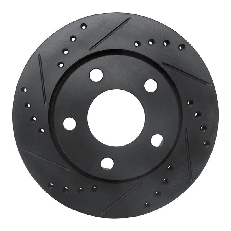 R1 Concepts 633-73024L, R1 00-02 Audi S4 Rear Left Drilled & Slotted Black Brake Rotor