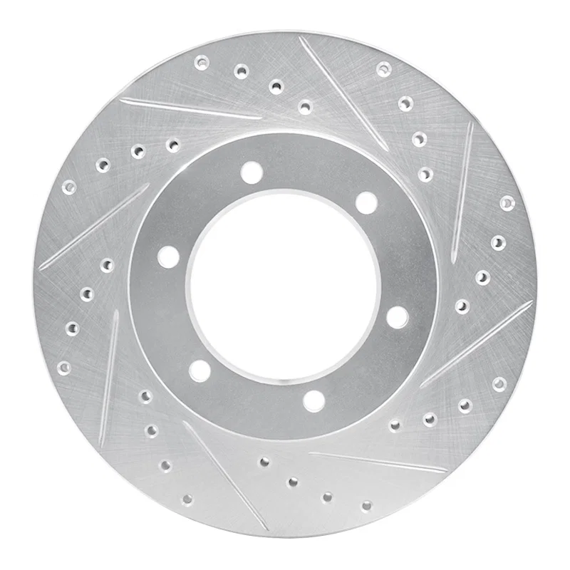 R1 Concepts 631-76115R, R1 91-98 Toyota 4Runner Front Right Drilled & Slotted Silver Brake Rotor