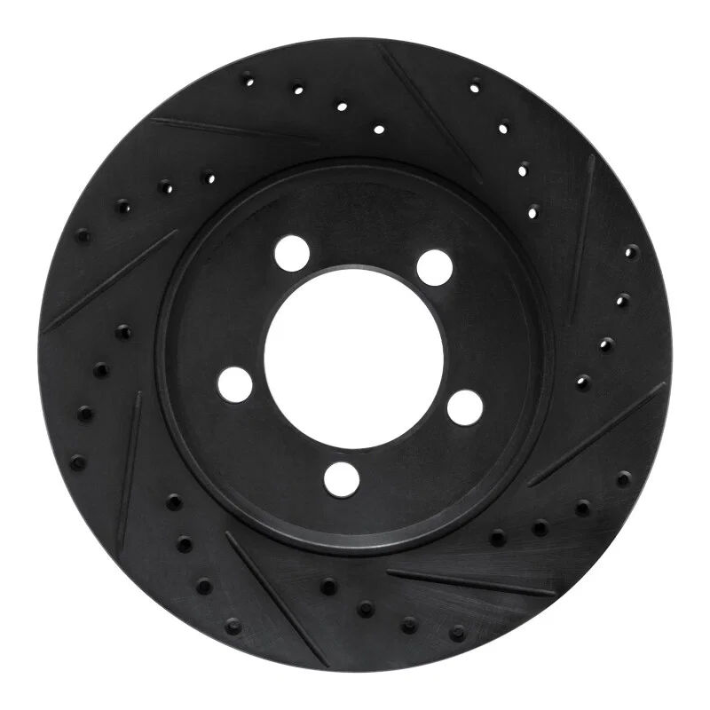 R1 Concepts 633-54043R, R1 65-66 Ford Custom 500 Front Right Drilled & Slotted Black Brake Rotor