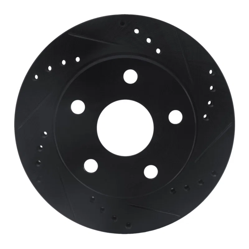 R1 Concepts 633-76108R, R1 91-94 Toyota Previa Front Right Drilled & Slotted Black Brake Rotor