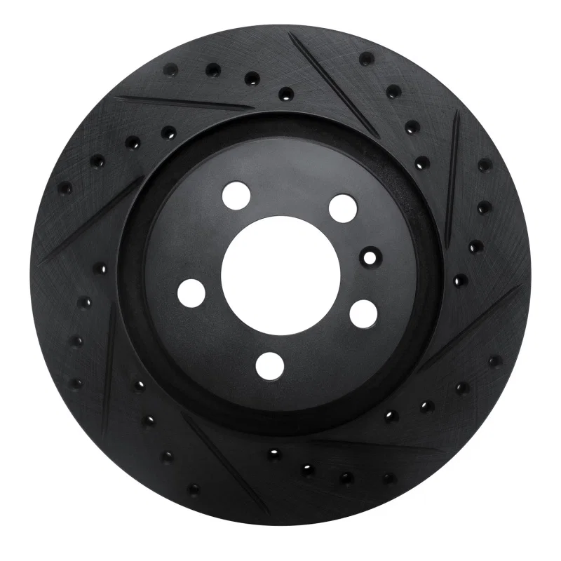 R1 Concepts 633-74009R, R1 92-95 Volkswagen CORRADO Front Right Drilled & Slotted Black Brake Rotor