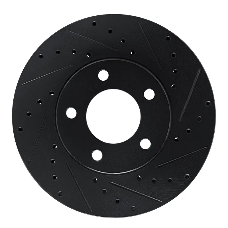 R1 Concepts 633-40066R, R1 87-90 Chrysler Town & Country Front Right Drilled & Slotted Black Brake Rotor