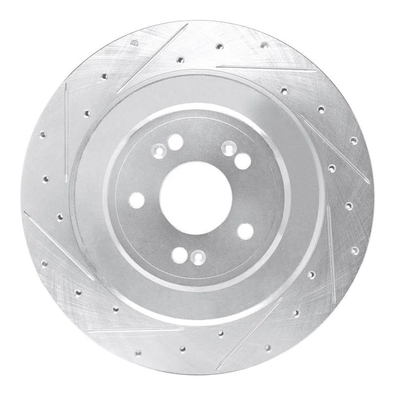 R1 Concepts 631-10007L, R1 21-26 Genesis G80 Rear Left Drilled & Slotted Silver Brake Rotor